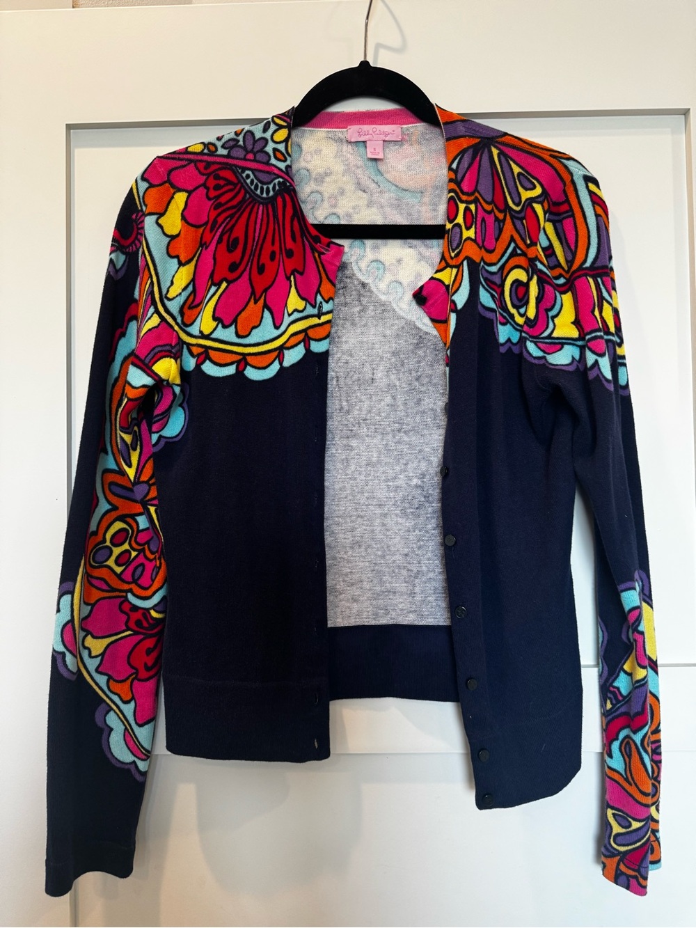Lilly Pulitzer Multicolor Knit Cardigan with Pink Trim